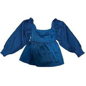 Petal & Pup NWT Montana Satin Babydoll Top Blue Small